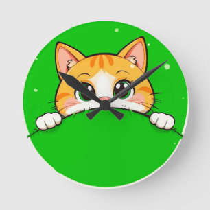 Reloj Redondo Mediano Ilustración de gato adorable