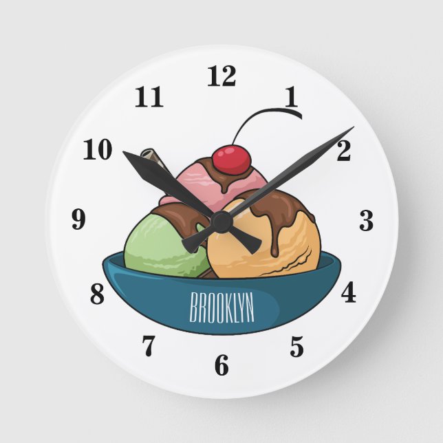 Reloj Redondo Mediano Ilustracion de helado personalizado (Anverso)