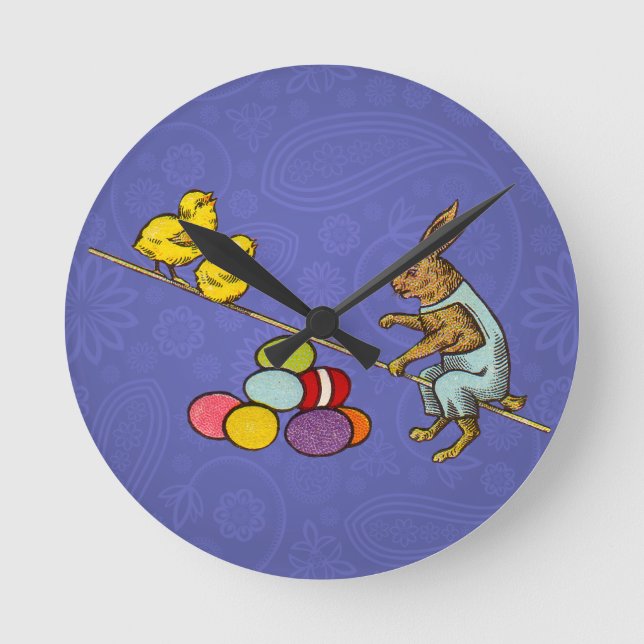 Reloj Redondo Mediano Ilustracion de huevos de gallinas confitadas de Pa (Anverso)