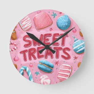 Reloj Redondo Mediano Ilustracion de Navidades de tratamientos dulces co