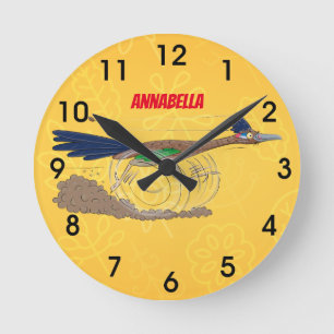 Reloj Redondo Mediano Ilustracion de pájaro personalizado de pista dive