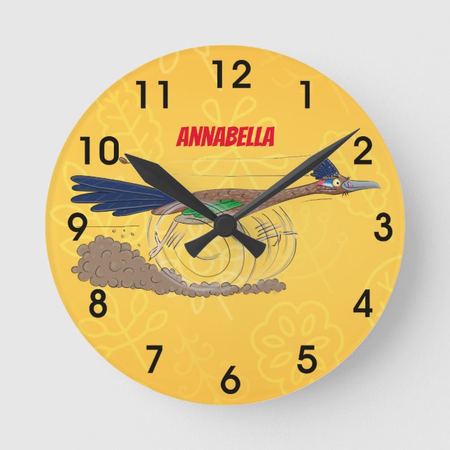 Reloj Redondo Mediano Ilustracion de pájaro personalizado de pista diver (Anverso)