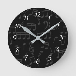 Reloj Redondo Mediano Ilustracion de patrón de notas musicales