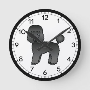Reloj Redondo Mediano Ilustracion de perro de caricatura de juguete negr