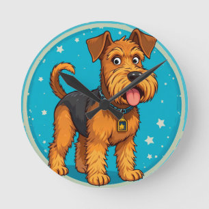Reloj Redondo Mediano Ilustración de perro de dibujos animados adorable