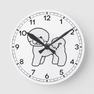Reloj Redondo Mediano Ilustración de perro de dibujos animados Bichon Fr
