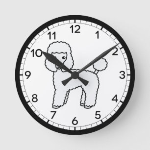Reloj Redondo Mediano Ilustración de perro de dibujos animados Caniche j