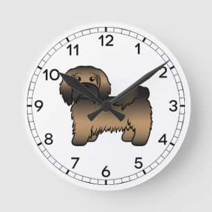 Reloj Redondo Mediano Ilustración de perro de dibujos animados Havanés a