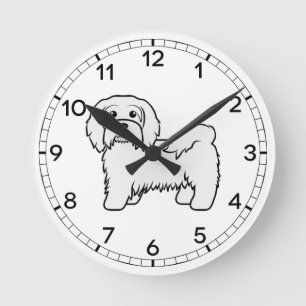 Reloj Redondo Mediano Ilustración de perro de dibujos animados Havanés b