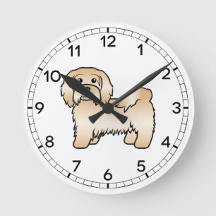 Reloj Redondo Mediano Ilustración de perro de dibujos animados Havanés c