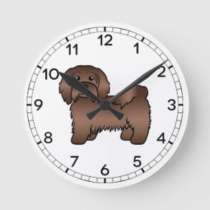Reloj Redondo Mediano Ilustración de perro de dibujos animados Havanés d