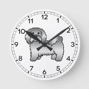 Reloj Redondo Mediano Ilustración de perro de dibujos animados Havanés p