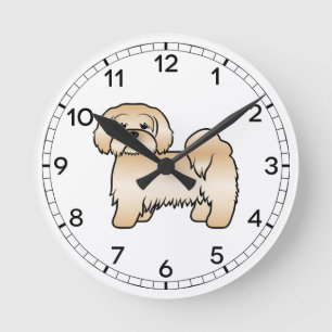 Reloj Redondo Mediano Ilustración de perro de dibujos animados Lhasa Aps