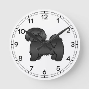 Reloj Redondo Mediano Ilustración de perro de dibujos animados Lhasa Aps