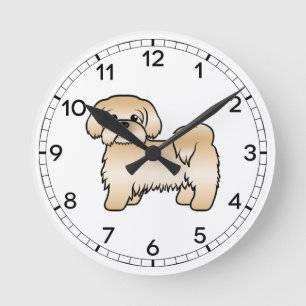 Reloj Redondo Mediano Ilustración de perro de dibujos animados lindo Shi