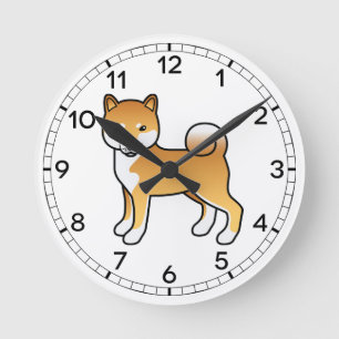 Reloj Redondo Mediano Ilustración de perro de dibujos animados lindo Shi