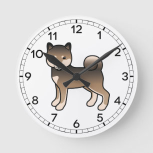 Reloj Redondo Mediano Ilustración de perro de dibujos animados lindo Shi