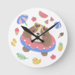 Reloj Redondo Mediano Ilustracion de perros de verano español