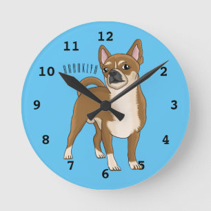 Reloj Redondo Mediano Ilustracion de personalizado chihuahua