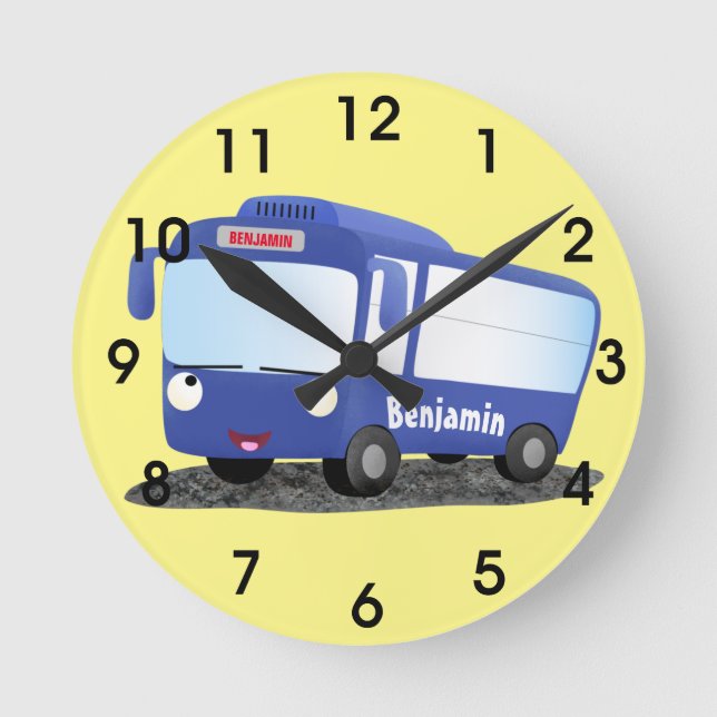 Reloj Redondo Mediano Ilustracion de personalizado de autobús moderno az (Anverso)