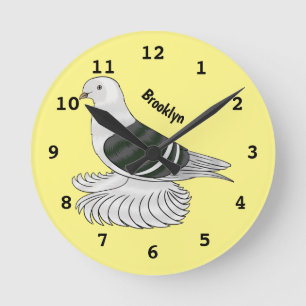 Reloj Redondo Mediano Ilustracion de personalizado de ave de pichón Escu