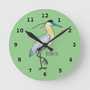 Reloj Redondo Mediano Ilustracion de personalizado de aves de garza 