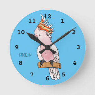 Reloj Redondo Mediano Ilustracion de personalizado de aves de la cacatúa