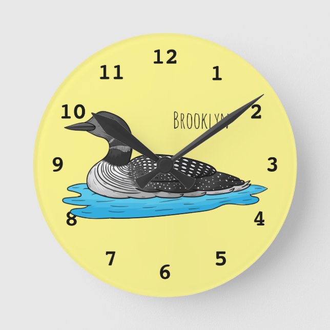 Reloj Redondo Mediano Ilustracion de personalizado de aves de Loon (Anverso)