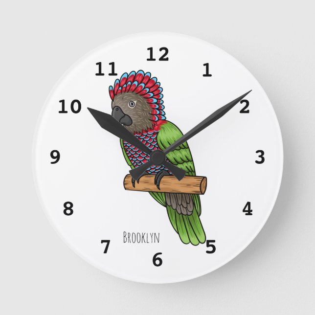 Reloj Redondo Mediano Ilustracion de personalizado de aves de loro con c (Anverso)