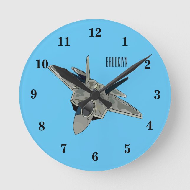 Reloj Redondo Mediano Ilustracion de personalizado de aviones de combate (Anverso)