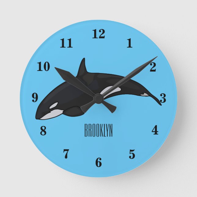 Reloj Redondo Mediano Ilustracion de personalizado de ballenas asesina (Anverso)