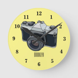Reloj Redondo Mediano Ilustracion de personalizado de cámara de cine