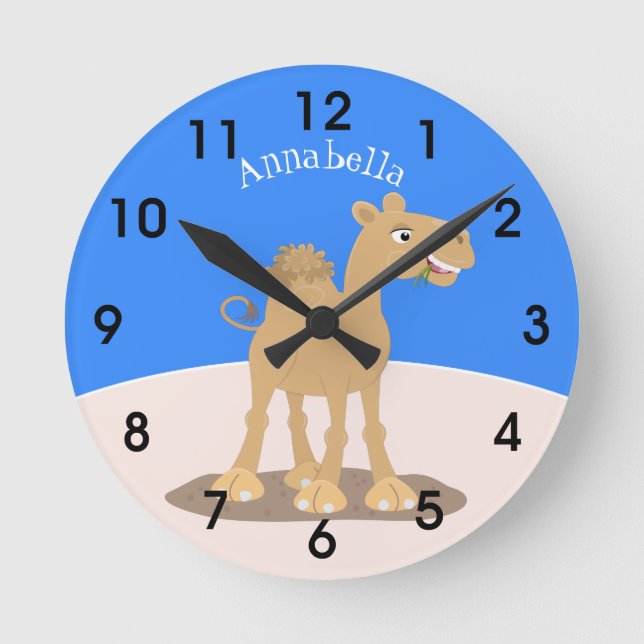 Reloj Redondo Mediano Ilustracion de personalizado de camello alegre y s (Anverso)