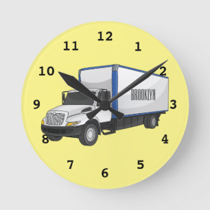 Reloj Redondo Mediano Ilustracion de personalizado de camiones de cajas