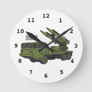 Reloj Redondo Mediano Ilustracion de personalizado de camiones de misile