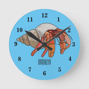 Reloj Redondo Mediano Ilustracion de personalizado de cangrejo ermitaño