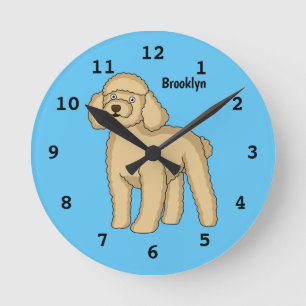 Reloj Redondo Mediano Ilustracion de personalizado de caniche marrón fel