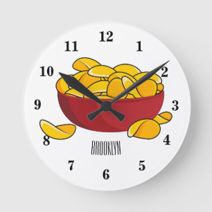 Reloj Redondo Mediano Ilustracion de personalizado de chips de papa