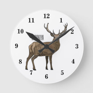 Reloj Redondo Mediano Ilustracion de personalizado de ciervos