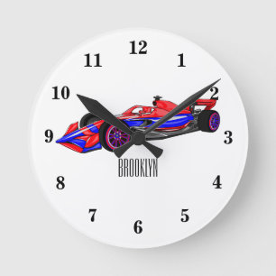 Reloj Redondo Mediano Ilustracion de personalizado de coches de carreras