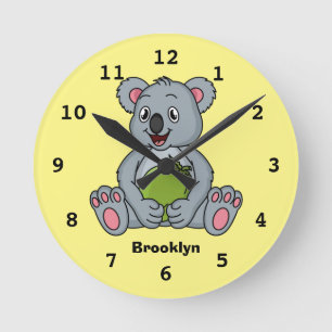Reloj Redondo Mediano Ilustracion de personalizado de coco y koala cuta