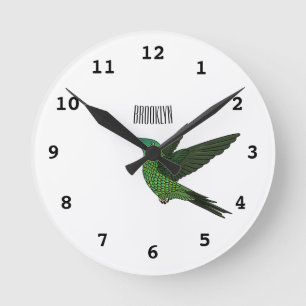 Reloj Redondo Mediano Ilustracion de personalizado de colibrí con moto d