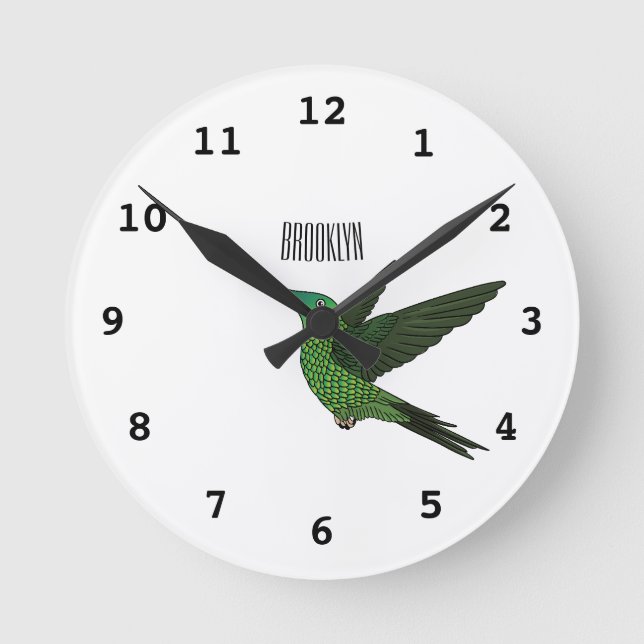 Reloj Redondo Mediano Ilustracion de personalizado de colibrí con moto d (Anverso)