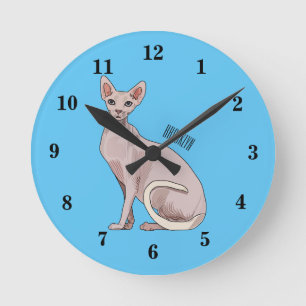 Reloj Redondo Mediano Ilustracion de personalizado de gatos Sfinx