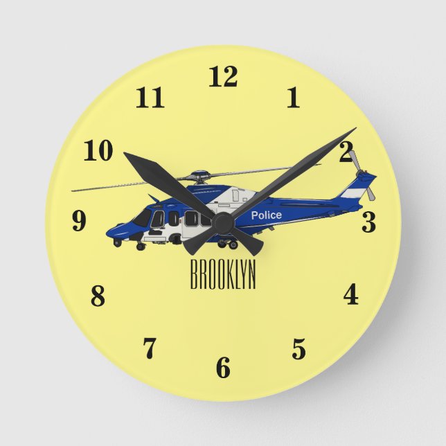 Reloj Redondo Mediano Ilustracion de personalizado de helicópteros de la (Anverso)
