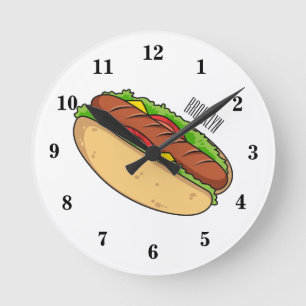 Reloj Redondo Mediano Ilustracion de personalizado de hot dog