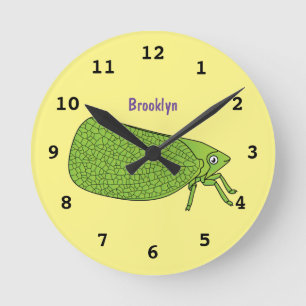 Reloj Redondo Mediano Ilustracion de personalizado de insectos de hoja v