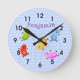 Reloj Redondo Mediano Ilustracion de personalizado de judías de feliz sa