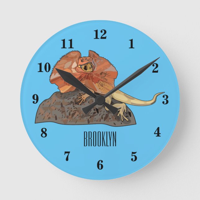 Reloj Redondo Mediano Ilustracion de personalizado de lagarto de cuello  (Anverso)