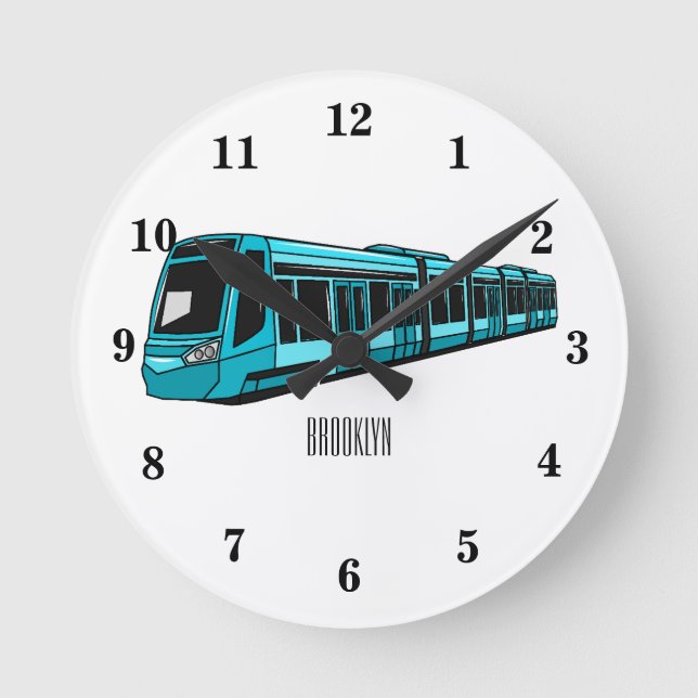 Reloj Redondo Mediano Ilustracion de personalizado de locomotora eléctri (Anverso)